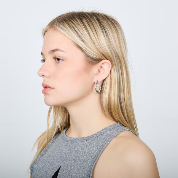 TWIST HOOP EARRINGS SILVER