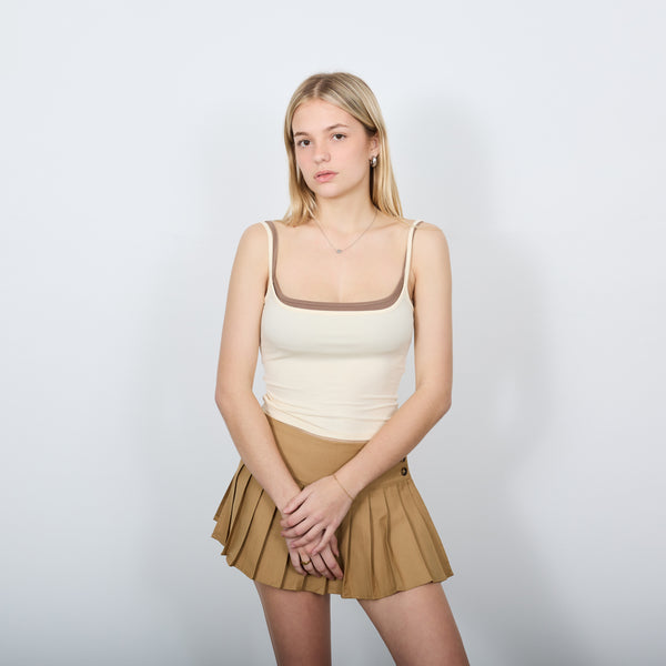 CONTRAST DOUBLE STRAP CAMI TOP CREAM