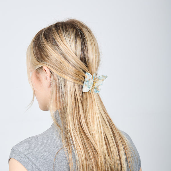 BUTTERFLY HAIR CLIP BLUE WHITE