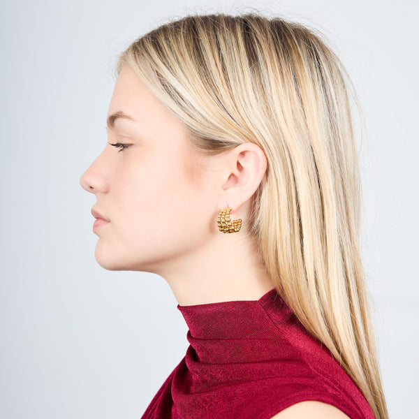 MULTIPLE BEAD EARRINGS GOLD