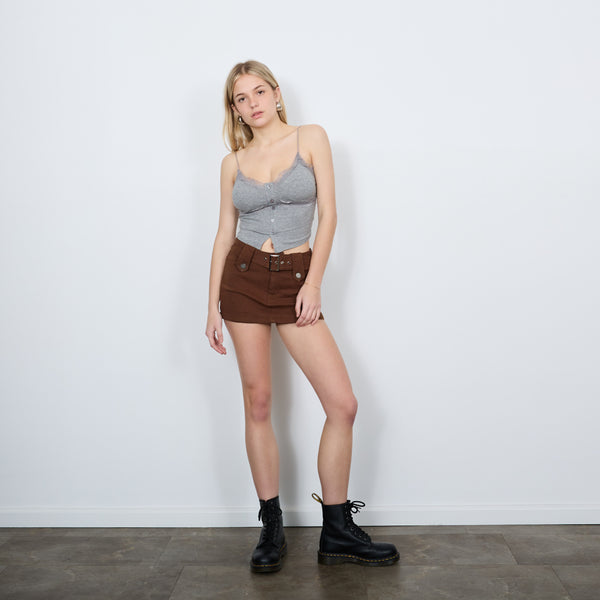 BASIC MINI SKORT WITH BELT BROWN