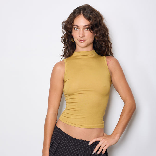 HIGH NECK SLEEVELESS TOP GINGER