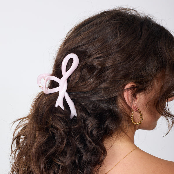 RIBBON HAIR CLAW BABY PINK