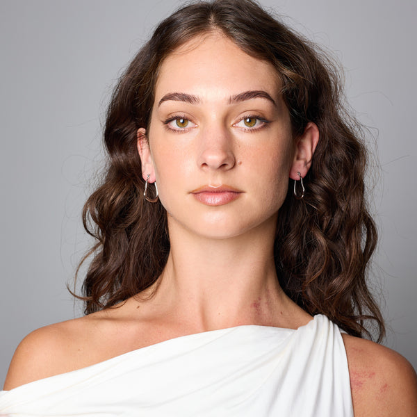 ABSTRACT HOOP EARRINGS SILVER