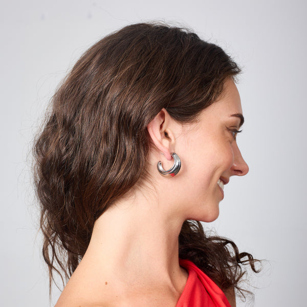 CHUNKY HOOP EARRINGS SILVER