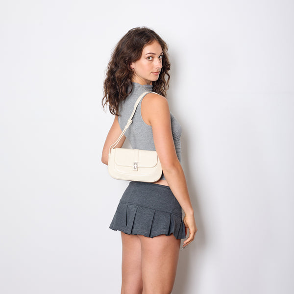 FLAP OVER SHOULDER BAG WHITE