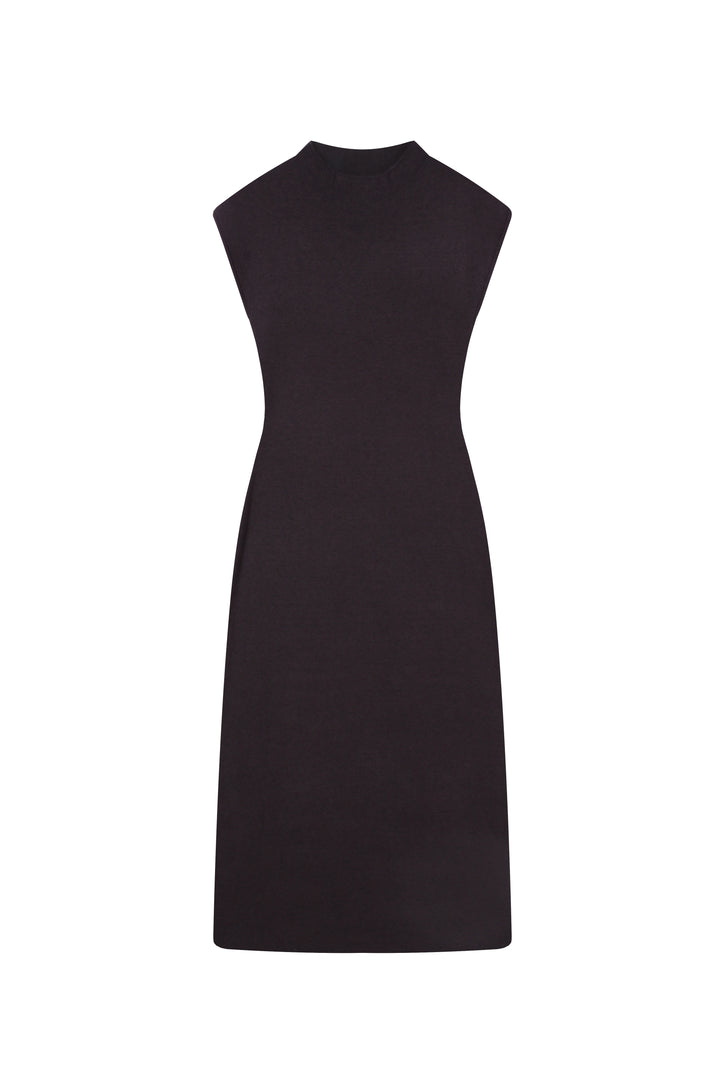 CAP SLEEVES KNIT MIDI DRESS