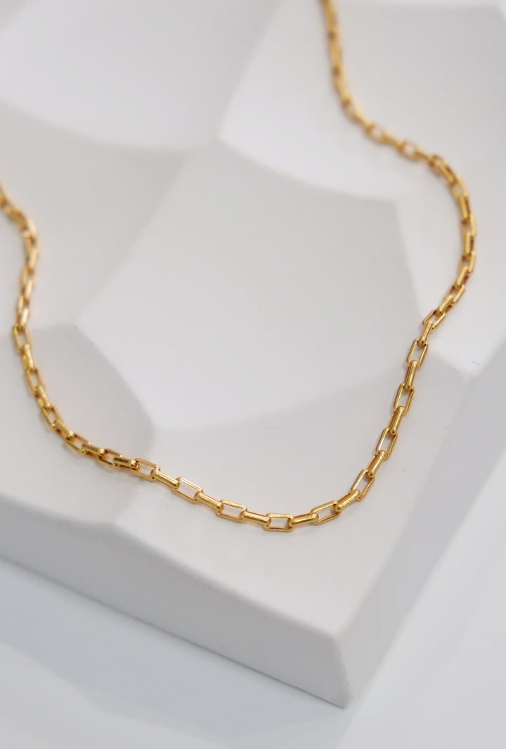 PAPERCLIP CHAIN GOLD PLATED NECKLACE