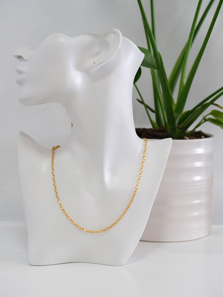 PAPERCLIP CHAIN GOLD PLATED NECKLACE