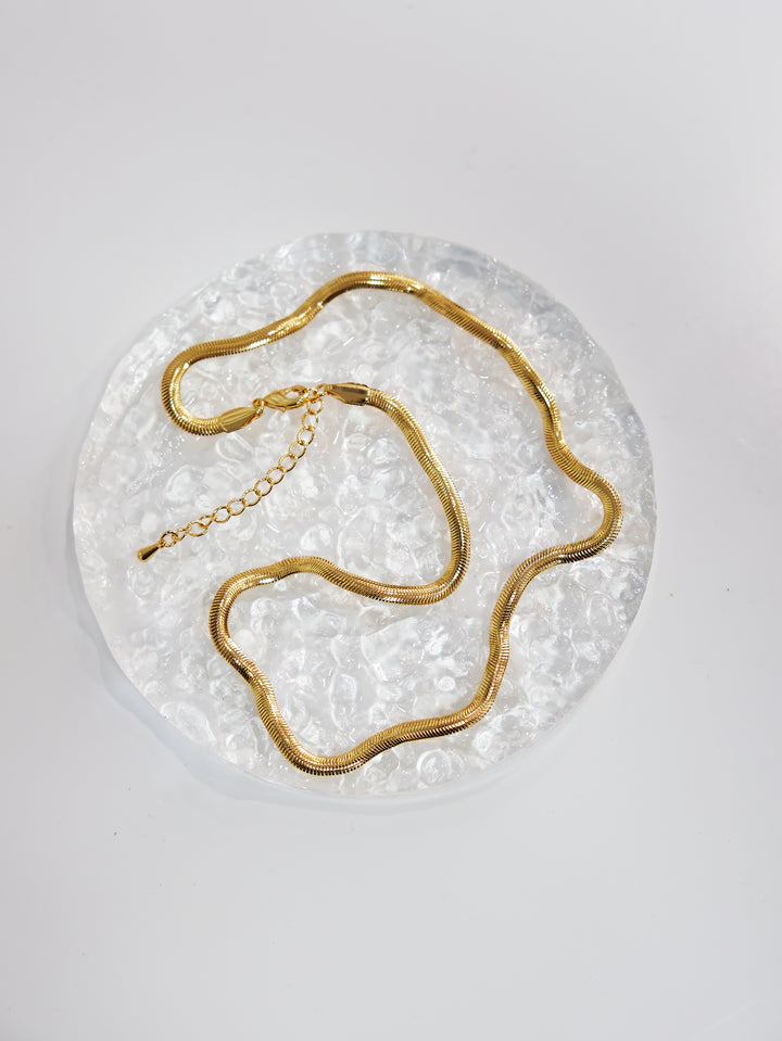 CHUNKY HERRINGBONE GOLD PLATED NECKLACE