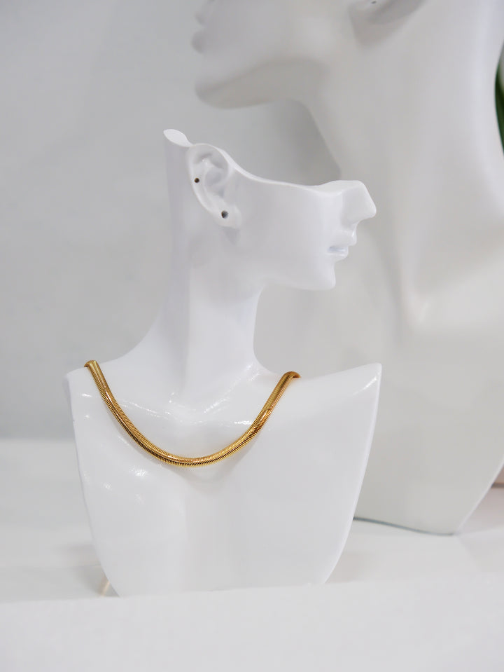 CHUNKY HERRINGBONE GOLD PLATED NECKLACE