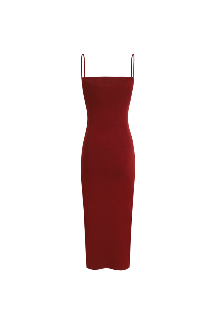 BASIC THIN STRAP KNIT MIDI DRESS