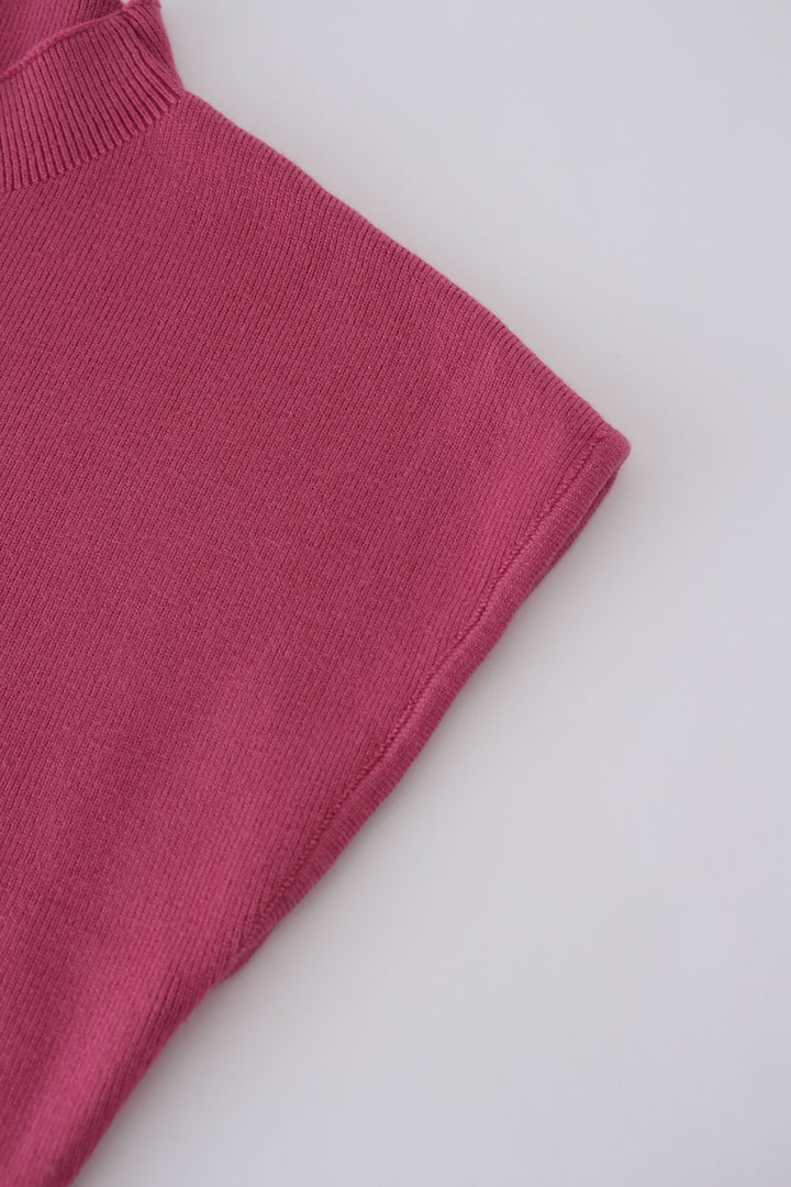 CAP SLEEVES KNIT MIDI DRESS