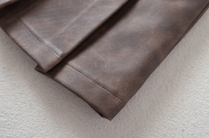 BOX PLEATED FAUX LEATHER SKIRT