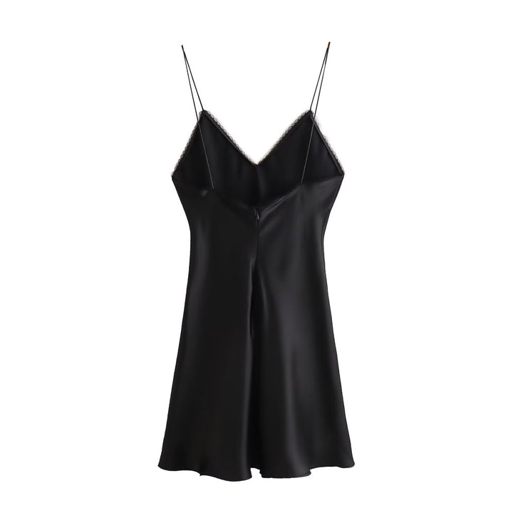 V NECK SATIN MINI DRESS