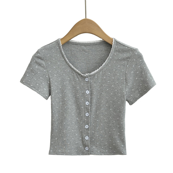 LACE TRIM CROP T SHIRT TOP