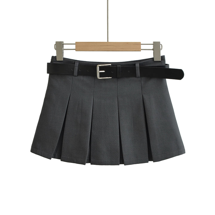BOX PLEATED EVERYDAY MINI SKIRT WITH BELT