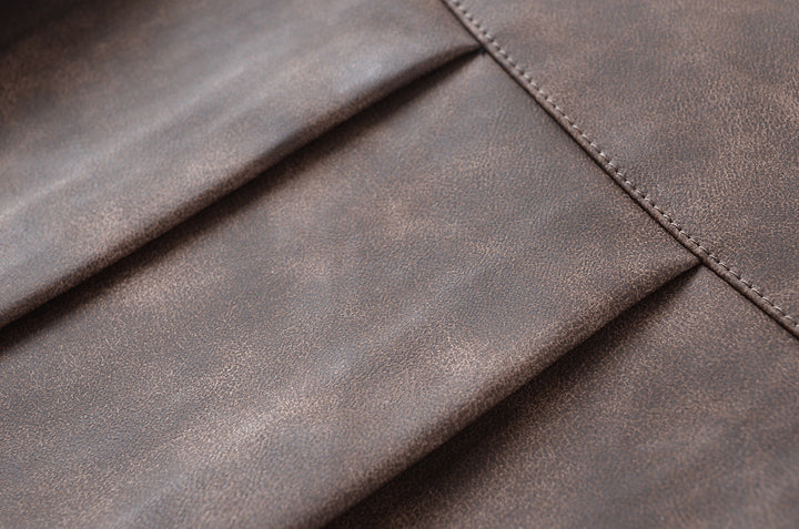 BOX PLEATED FAUX LEATHER SKIRT