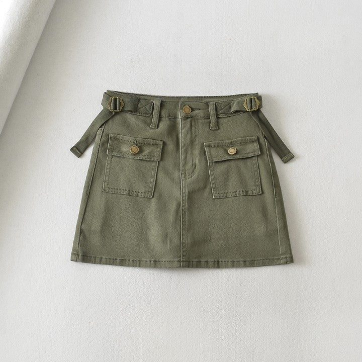 FRONT POCKET CARGO MINI SKORT WITH SIDE BELTS