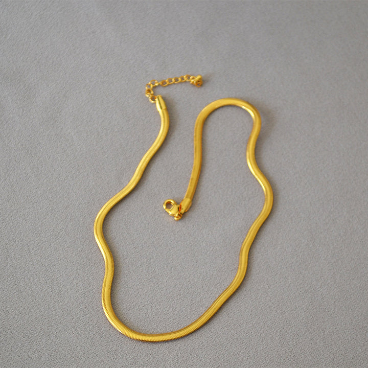 CHUNKY HERRINGBONE GOLD PLATED NECKLACE