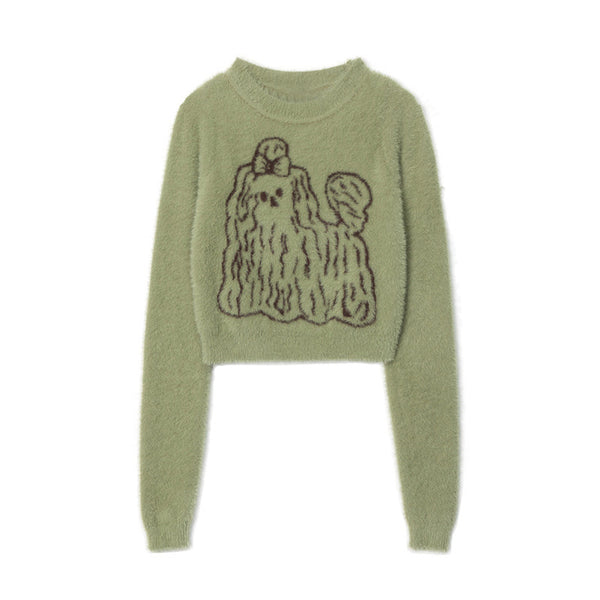 PUPPY FUZZY LONG SLEEVE CROP JUMPER