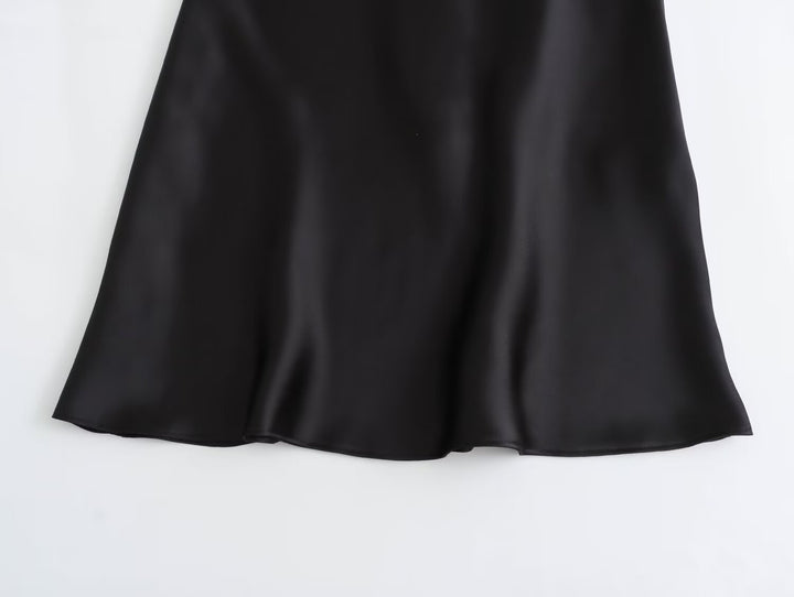 V NECK SATIN MINI DRESS