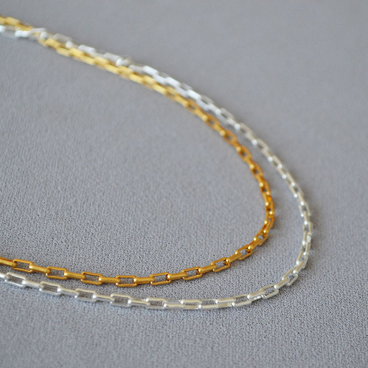 PAPERCLIP CHAIN GOLD PLATED NECKLACE