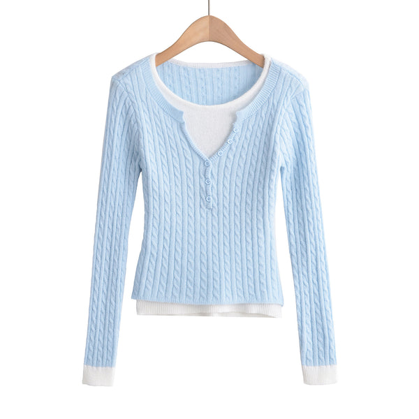 TWO IN ONE CABLE KNIT TOP