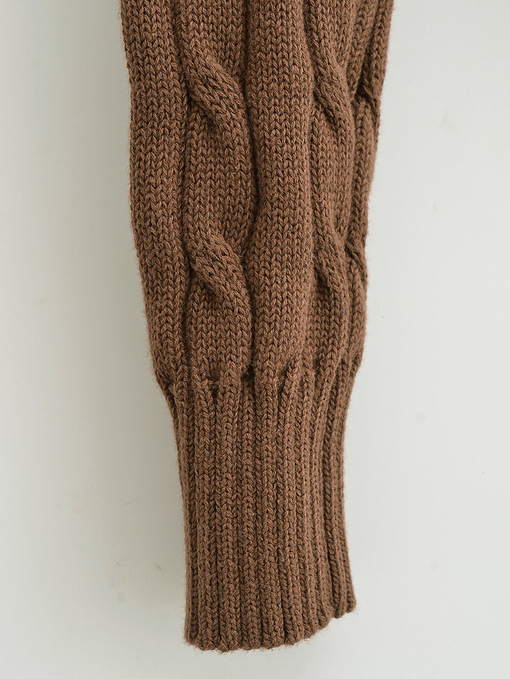 CONTRAST FRONT ZIPPER CABLE KINT CARDIGAN