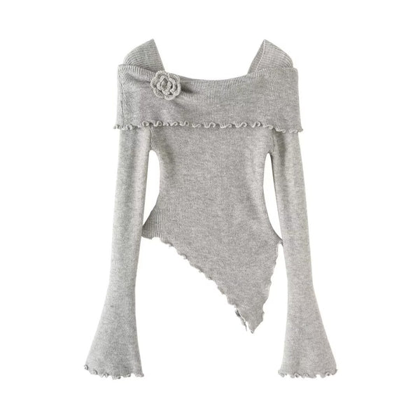 ROSE OFF SHOULDER LONG SLEEVE TOP