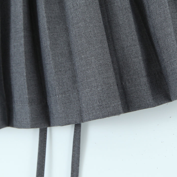 PLEATED TIE FRONT MINI SKIRT