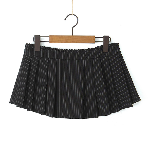 PINSTRIPE PLEATED MINI SKIRT