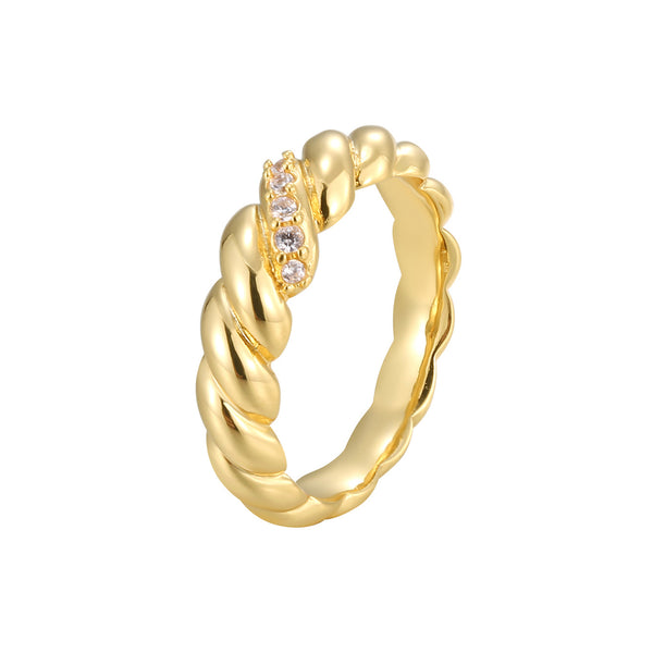 DIAMONDS TWIST BRASS RING