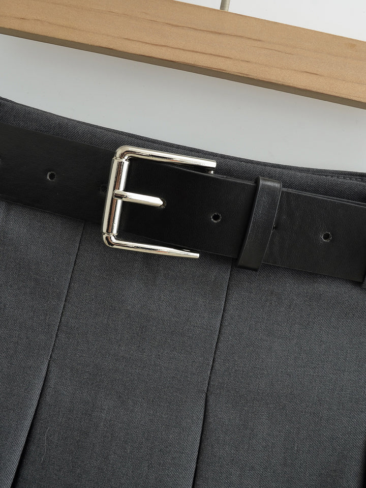 BOX PLEATED EVERYDAY MINI SKIRT WITH BELT