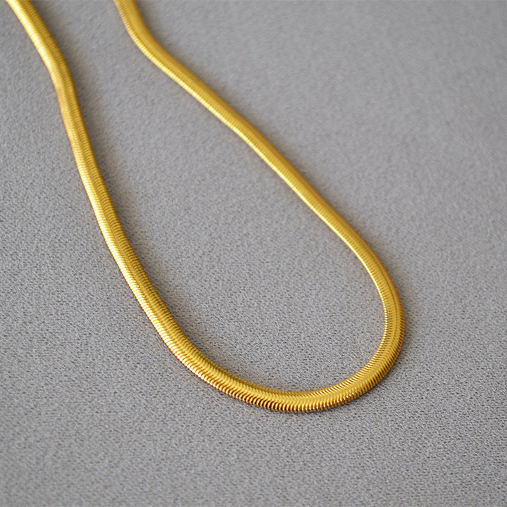 CHUNKY HERRINGBONE GOLD PLATED NECKLACE