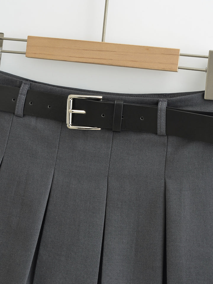 BOX PLEATED EVERYDAY MINI SKIRT WITH BELT