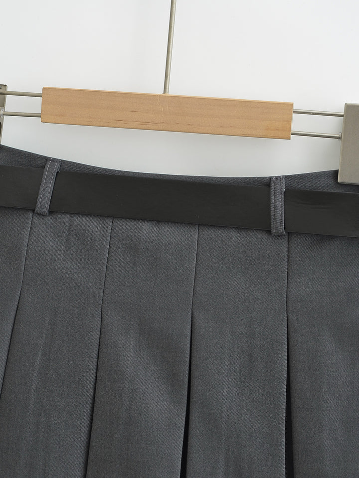 BOX PLEATED EVERYDAY MINI SKIRT WITH BELT