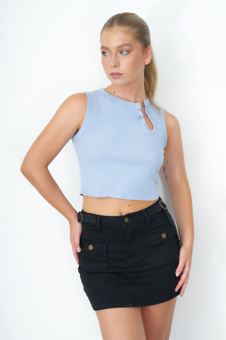 FRONT POCKET CARGO MINI SKORT WITH SIDE BELTS