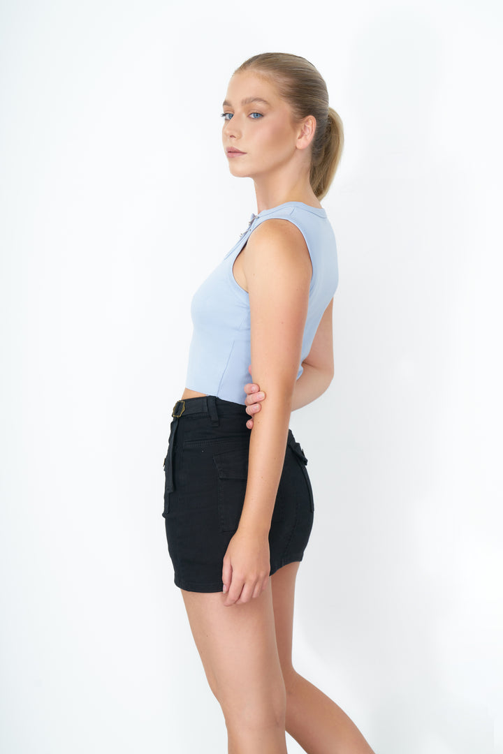 FRONT POCKET CARGO MINI SKORT WITH SIDE BELTS